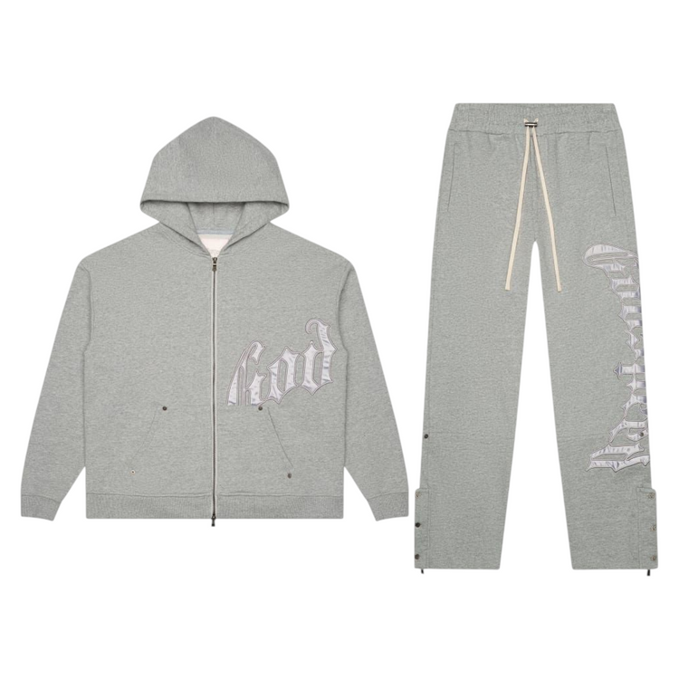 OG Logo Sweatsuit V2 Grey/Silver Satin