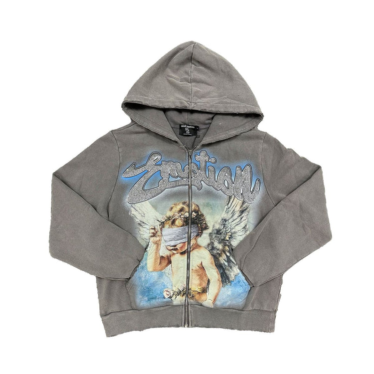 Rhinestone Hoodie Grey