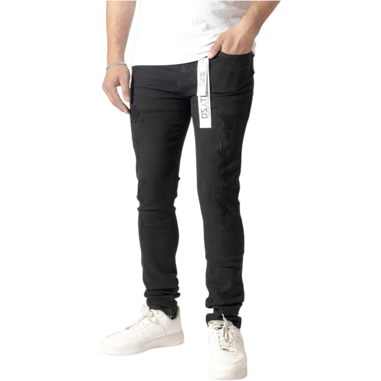 Black 3D Ripped Jeans