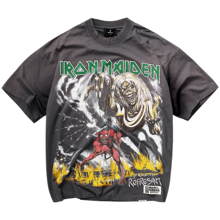 Iron Maiden Number Of Beast Tee Sunfade Grey