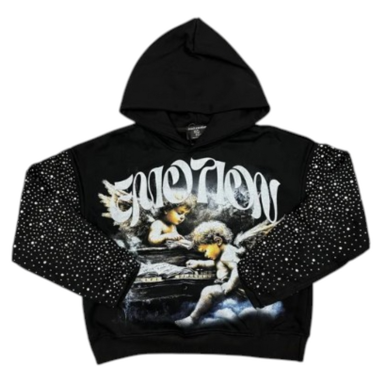 Fallen Angels Rhinestone Hoodie Black