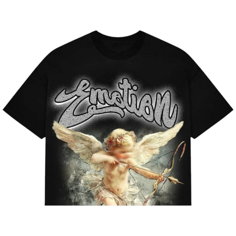 Cupid Rhinestone Tee Black