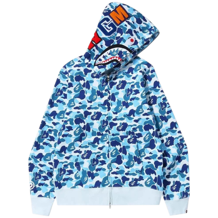 ABC Camo Shark Full Zip Hoodie Light Blue