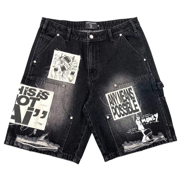 AI Denim Shorts Black