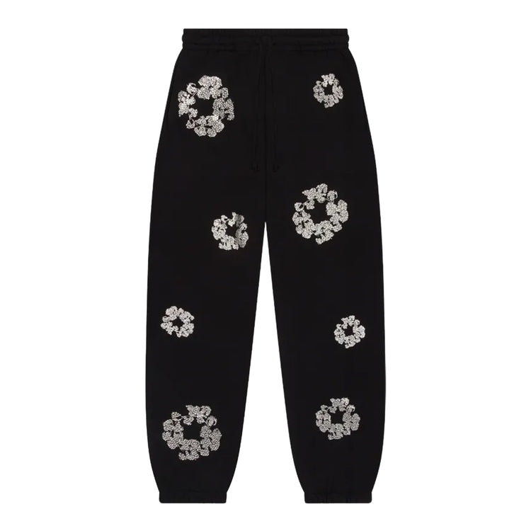 Black Swarovski Wreath Sweatpants