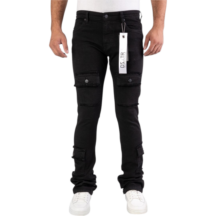 Black Cargo Stacked Jeans