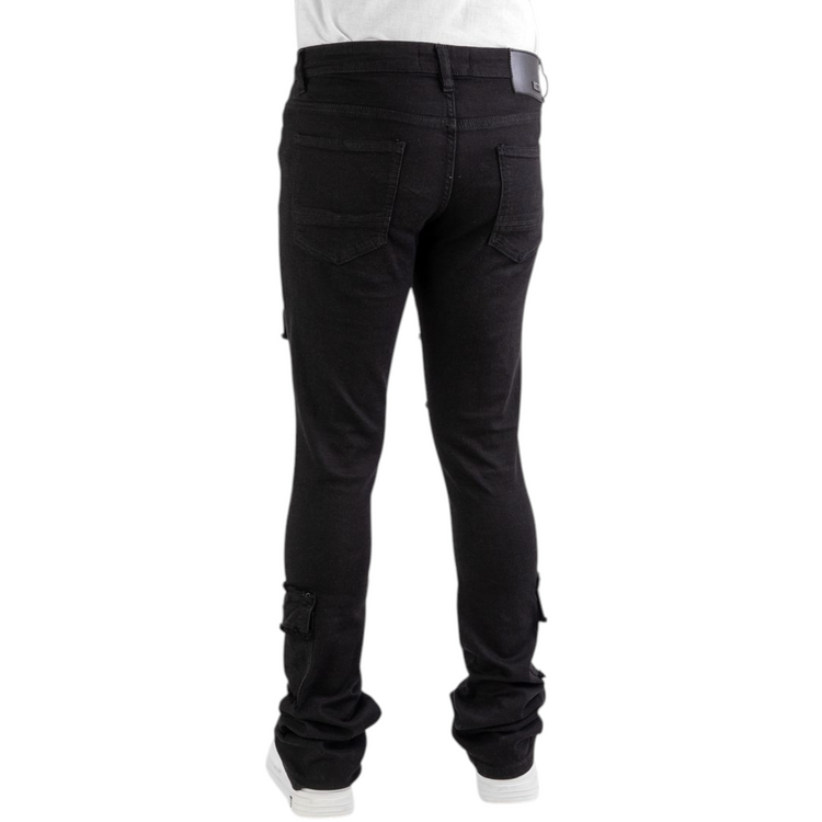 Black Cargo Stacked Jeans