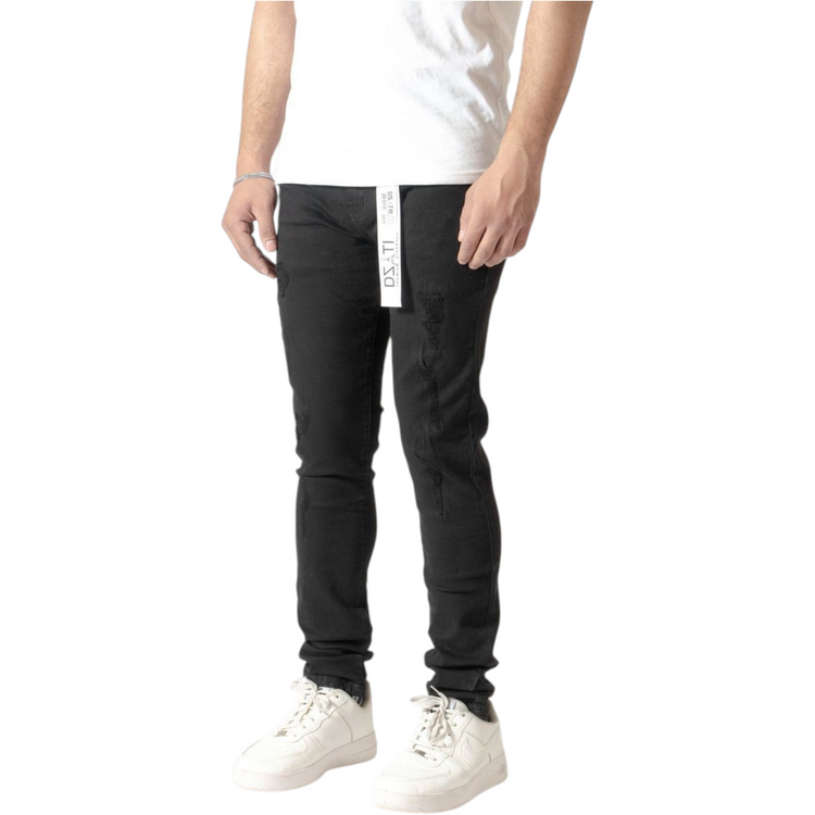 Black 3D Ripped Jeans