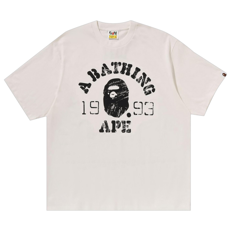 Screen Print College Relaxed Fit T-Shirt White/Ivory