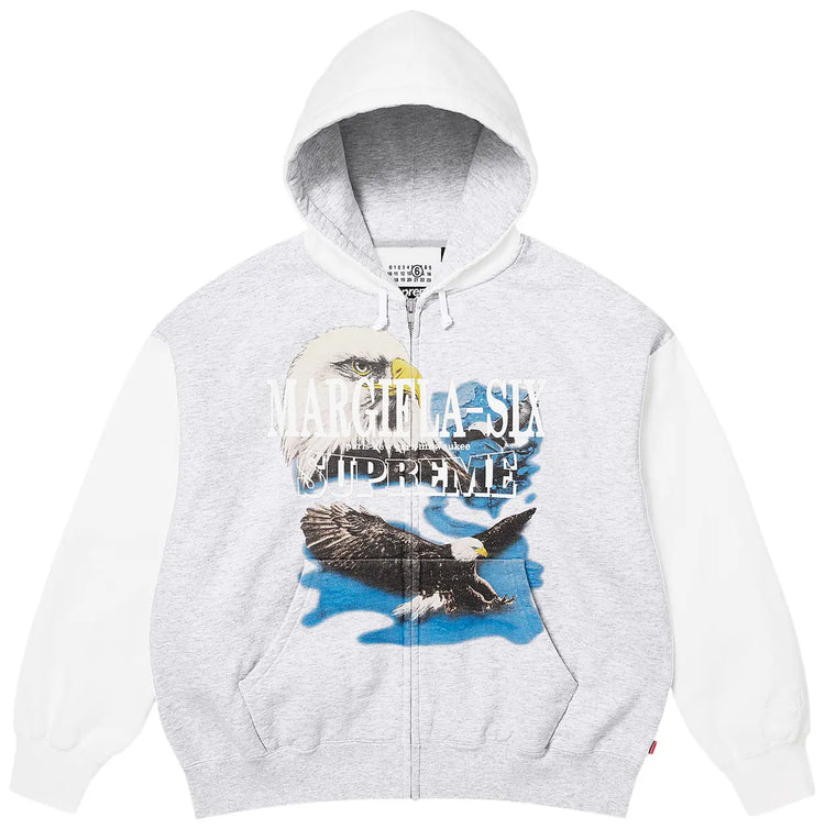 Supreme x MM6 Maison Margiela Eagle Zip Up Hoodie White