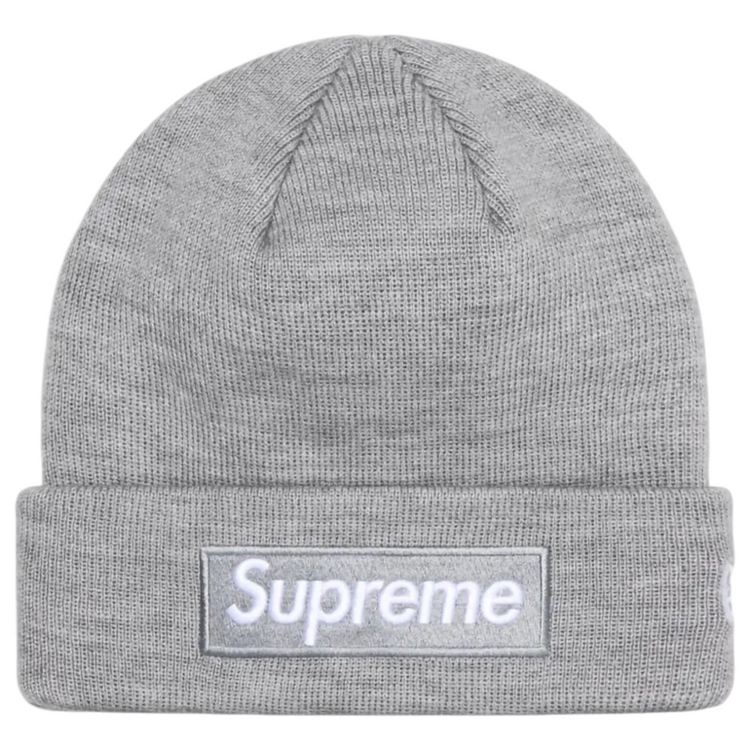 Supreme New Era Box Logo Beanie Heather Grey