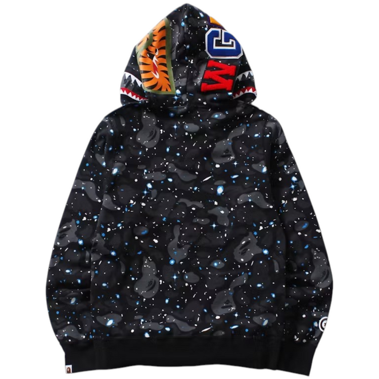 Space Camo Shark Full Zip Hoodie Black