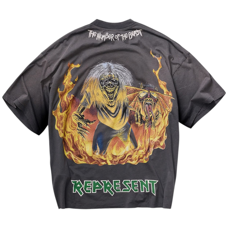 Iron Maiden Number Of Beast Tee Sunfade Grey