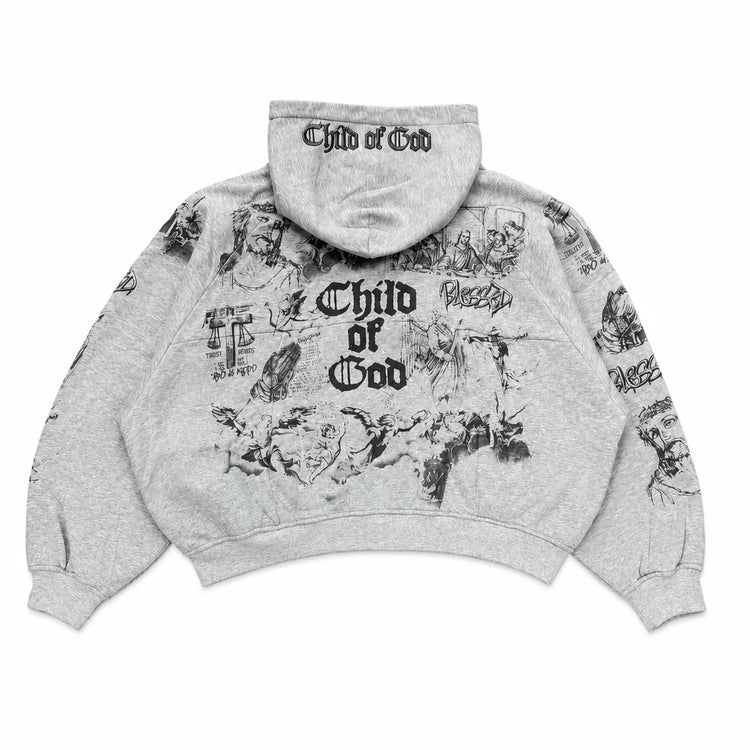 God Got Us Zip Up Grey