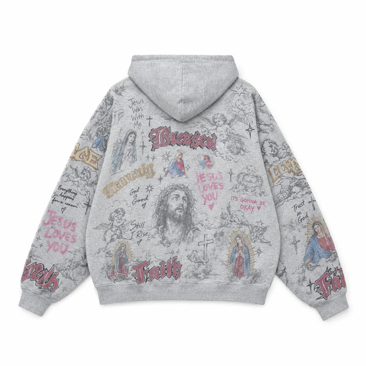 Jesus Zip Up Grey
