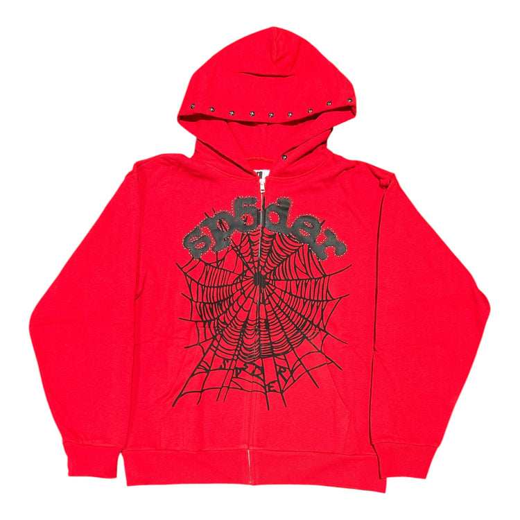 OG Web Studded Zip Hoodie Red