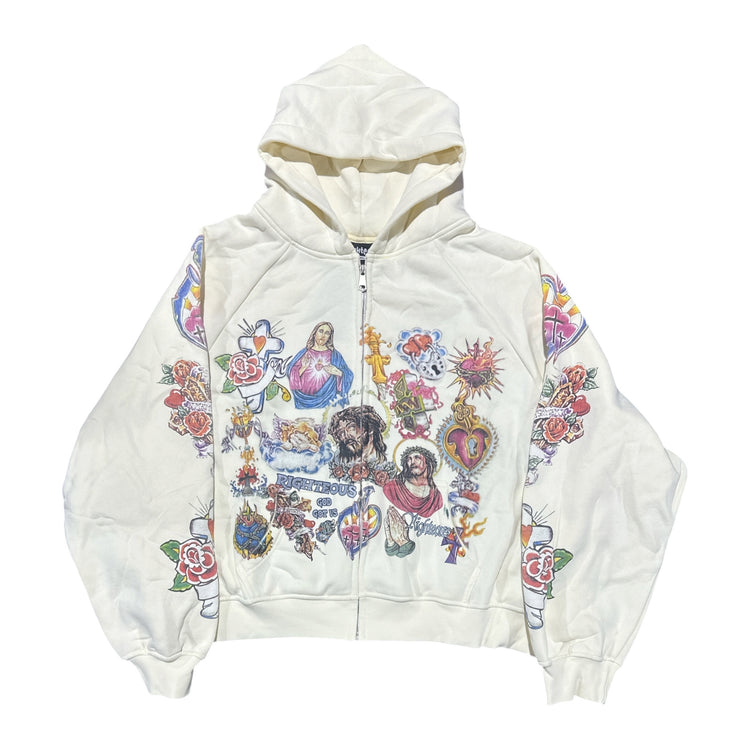 Risen King Zip Up Hoodie Cream