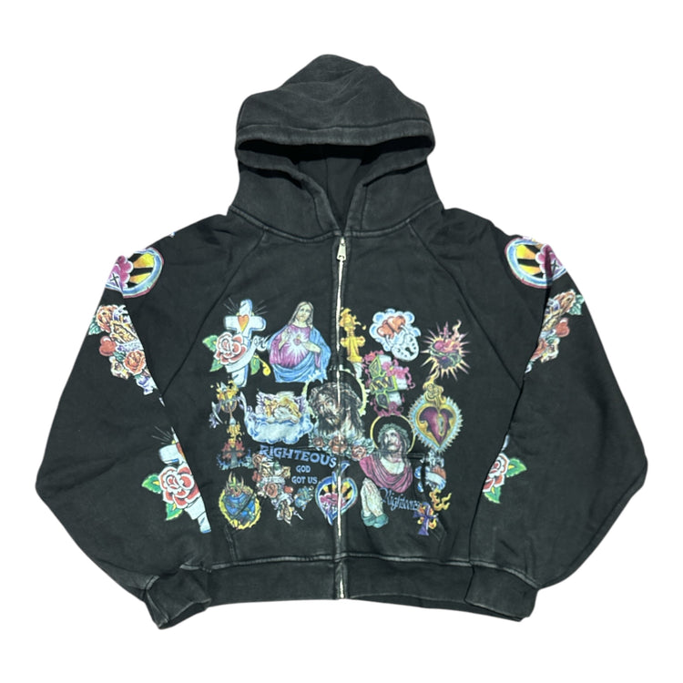 Risen King Zip Up Hoodie Black