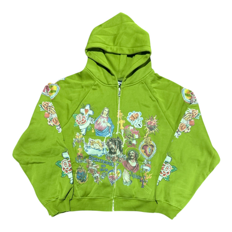 Risen King Zip Up Hoodie Green