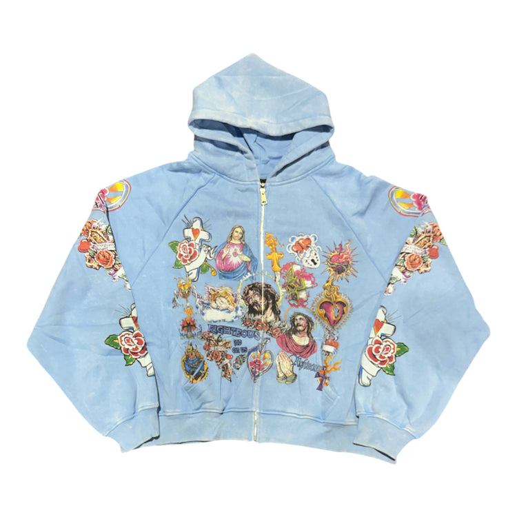Risen King Zip Up Hoodie Blue