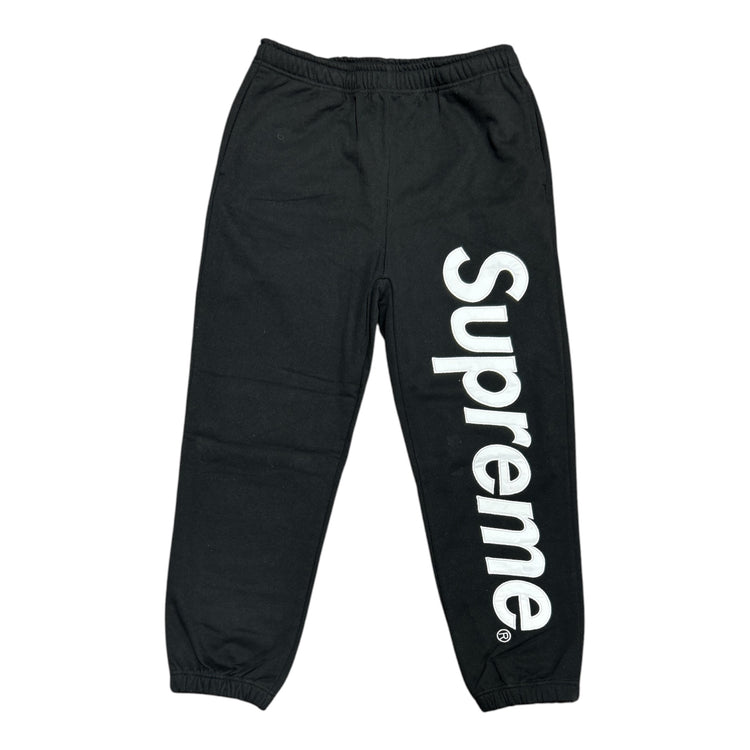 Satin Appliqué Sweatpant Black/White
