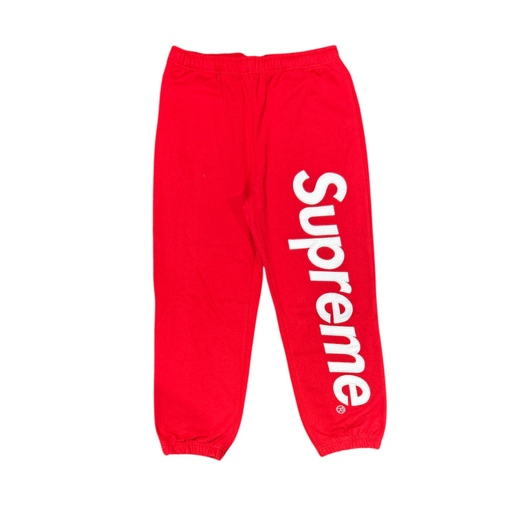 Satin Appliqué Sweatpant Red