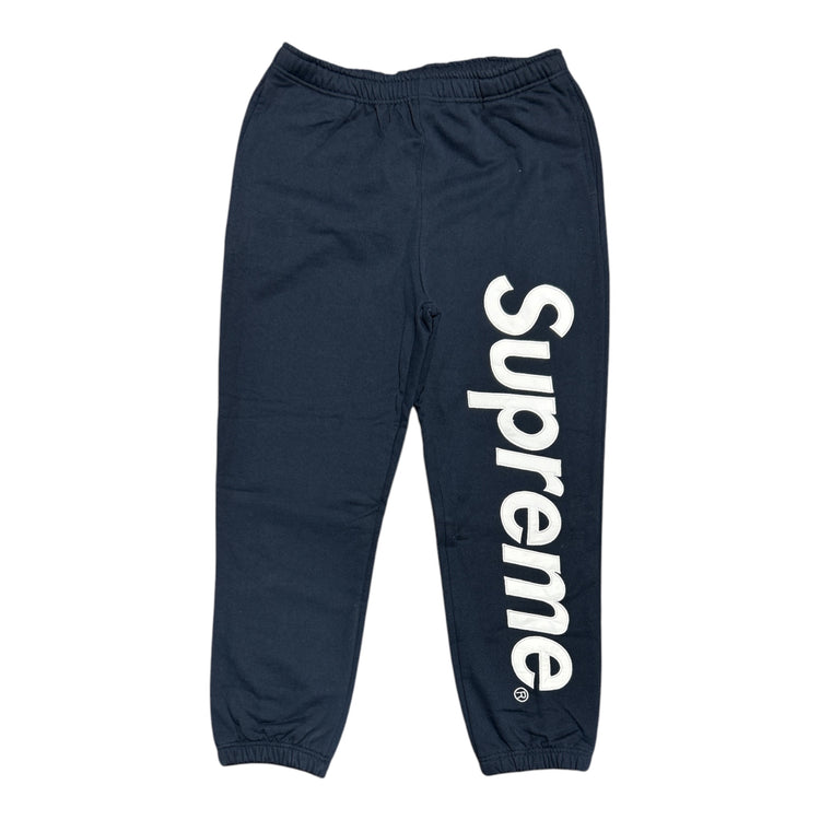 Satin Appliqué Sweatpant Navy