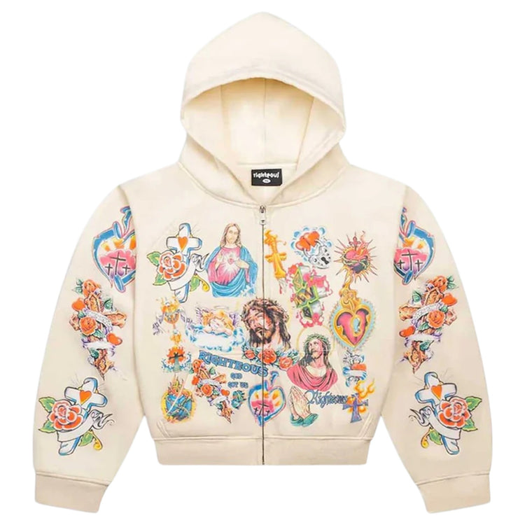 Risen King Zip Up Hoodie Cream