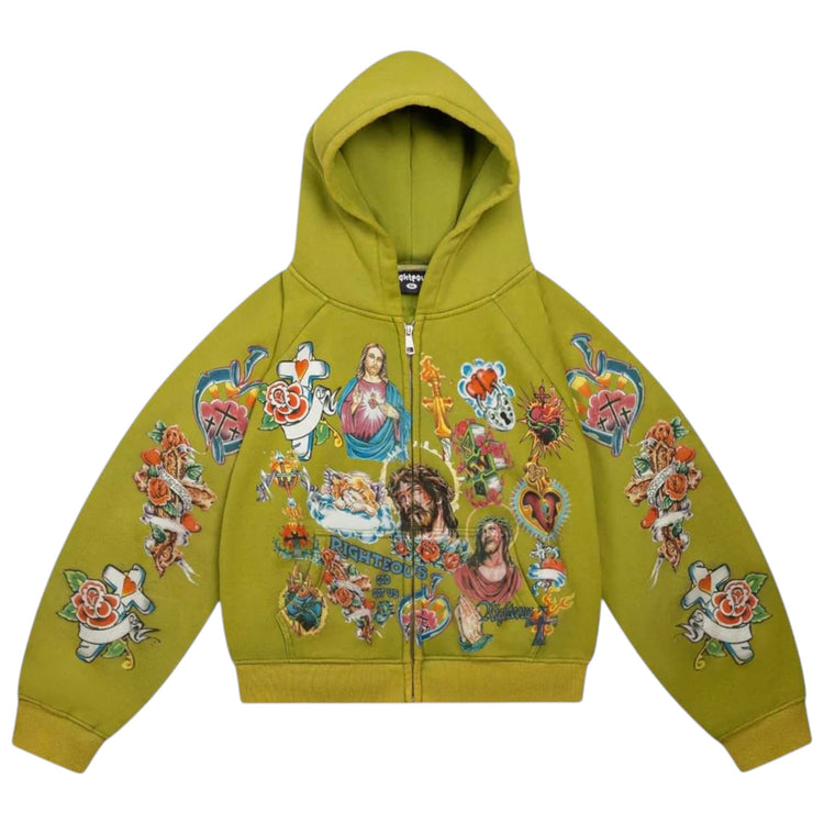 Risen King Zip Up Hoodie Green