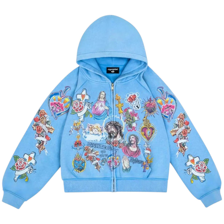 Risen King Zip Up Hoodie Blue