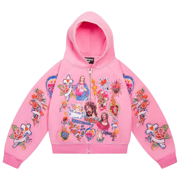 Risen King Zip Up Hoodie Pink