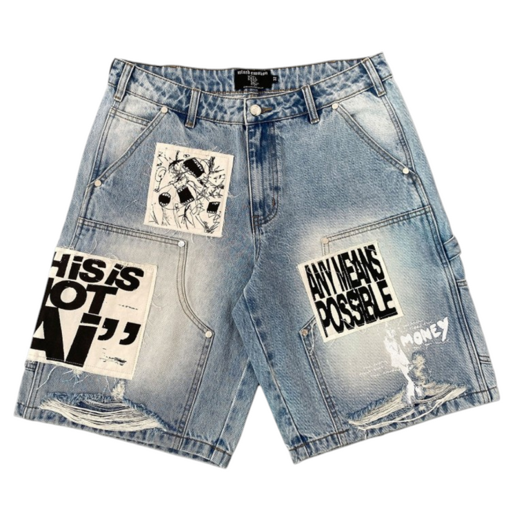 AI Denim Shorts Blue