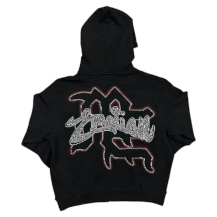 Acid Wash Rhinestone Hoodie Black