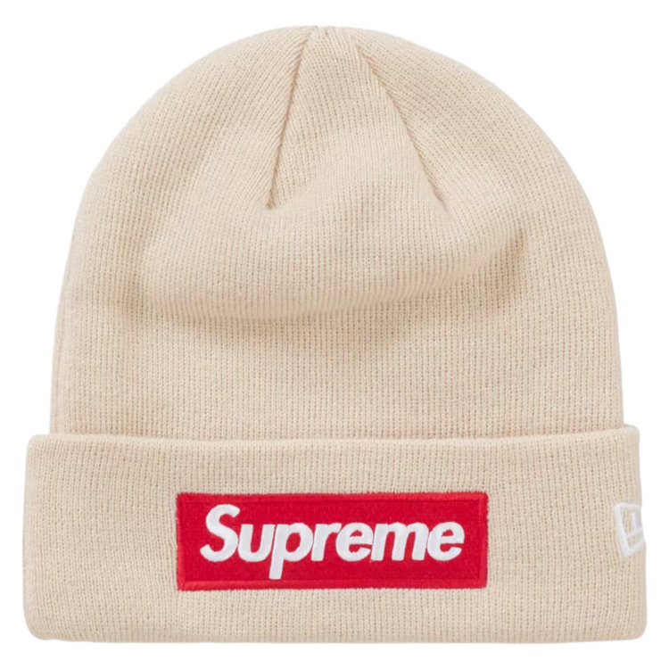 Supreme New Era Box Logo Beanie Stone/Red