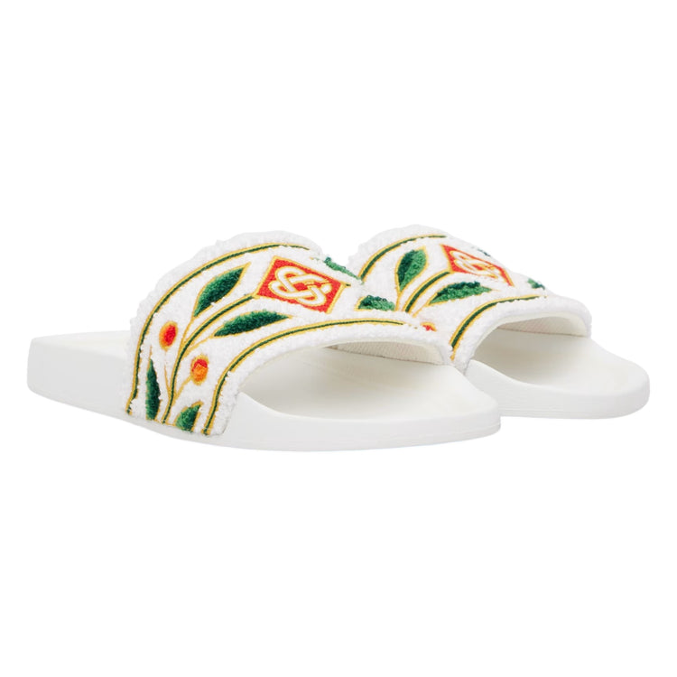Embroidered Terry Slides