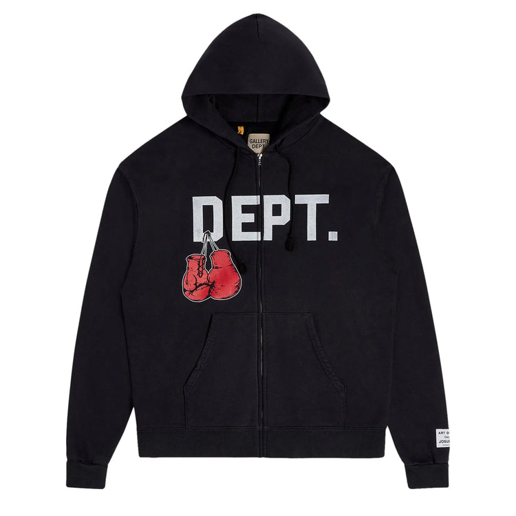 Boxing Merch Zip Hoodie Vintage Black