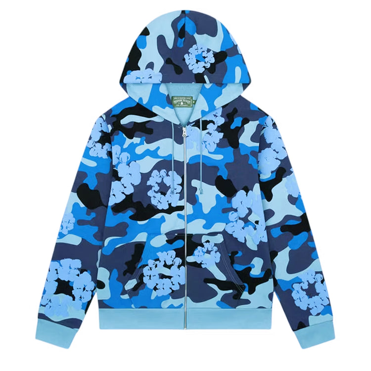 Camo Wreath Zip Up Hoodie Blue Thumbnail at Urban Styles