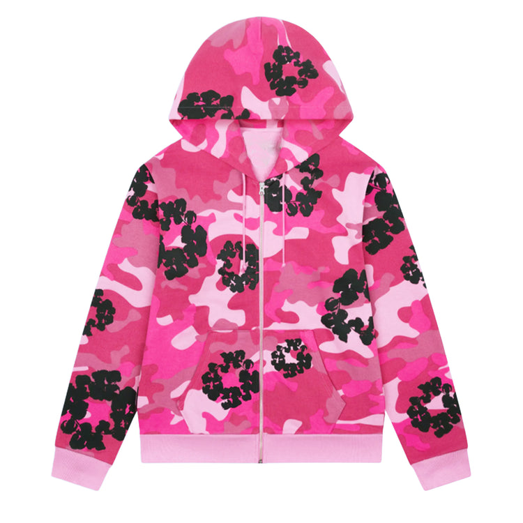 Camo Wreath Zip Up Hoodie Pink Thumbnail at Urban Styles