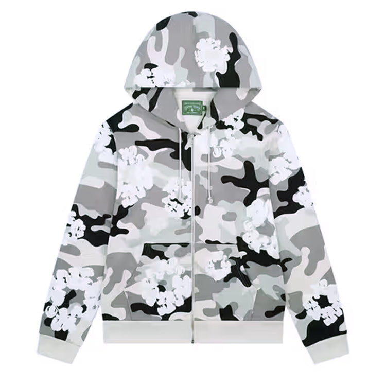 Camo Wreath Zip Up Hoodie Snow Full View at Urban Styles