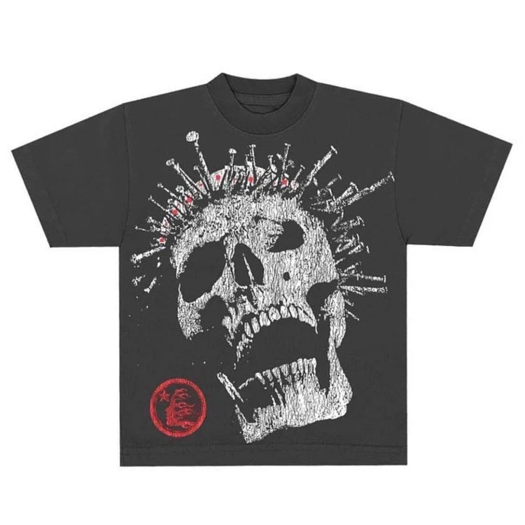 Crowned Skull Rhinestone Tee Front View at Urban Styles