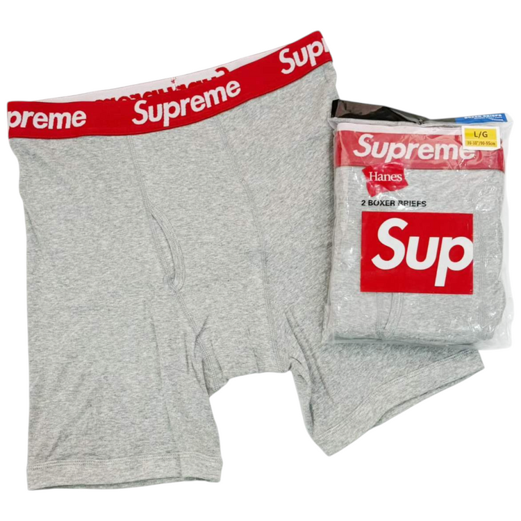 Supreme Hanes Boxer Briefs (2 Pack) Heather Grey