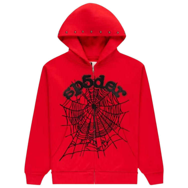 OG Web Studded Zip Hoodie Red