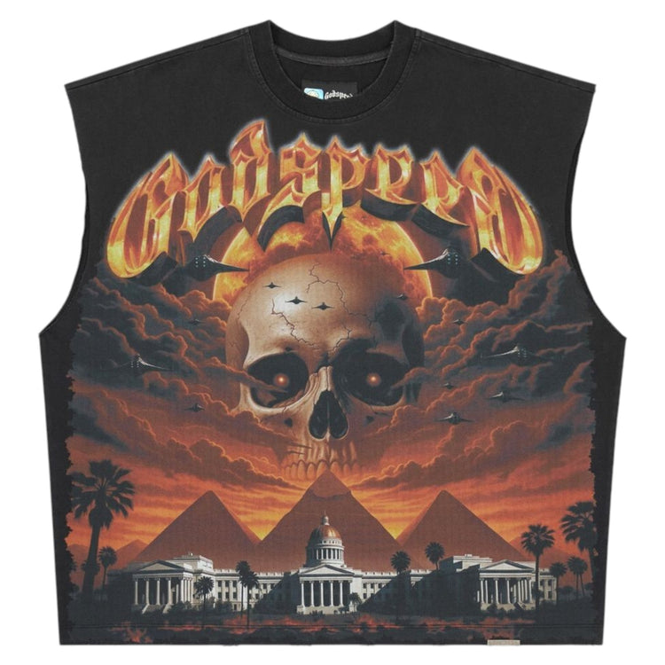 Echoes Empire Sleeveless T-Shirt Black Wash