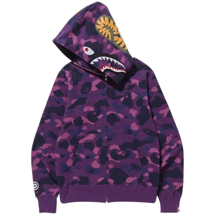 Color Camo Shark Full Zip Hoodie Purple