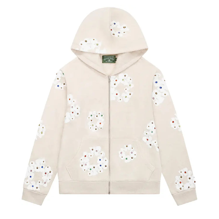 Rhinestone Zip Up Hoodie