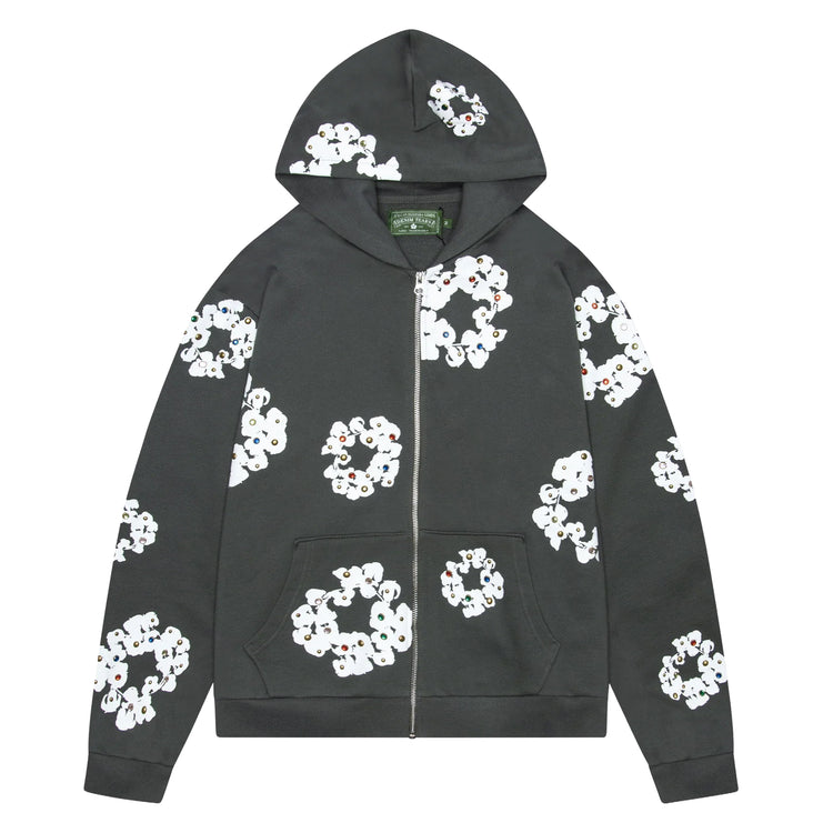 Rhinestone Zip Up Hoodie Grey Thumbnail at Urban Styles